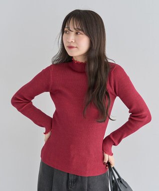 Green Parks ・ＡＮＤＳＥＡＲＣＨ　メランジリブハイネックニット Red