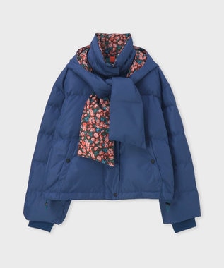 Paul Smith Tea Floral ボンネットフード ショートダウン インディゴブルー