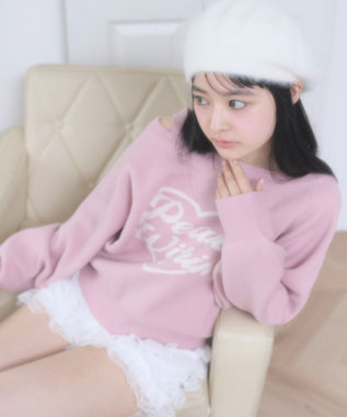 WEGO ハートワンショルニット ピンク