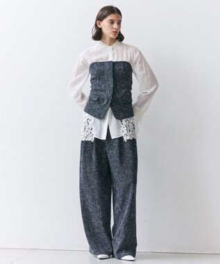 BEIGE， TRIPHANE / バックニットツイードビスチェ Navy Mix