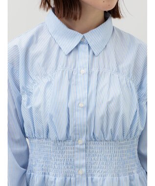 Te chichi ペプラムシャーリングシャツブラウス サックスブルー