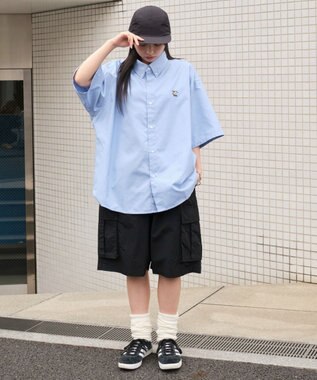 WEGO 【ユニセックス着用ITEM/MLサイズ展開】オックスフォードワンポイントシャツ（SS） サックス