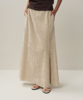 ATON LINEN VELVET | サイドスリットスカート RAW LINEN
