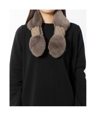 UNBILLION カシュネ cache nez / ニット×フェイクファーマフラー オーク