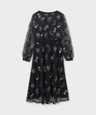 GRACE CONTINENTAL チュールフラワー刺繍ワンピース ブラック