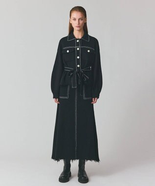 GRACE CONTINENTAL ミラノリブロングスカート ブラック