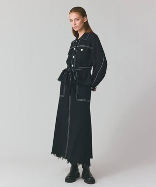 GRACE CONTINENTAL ミラノリブロングスカート ブラック