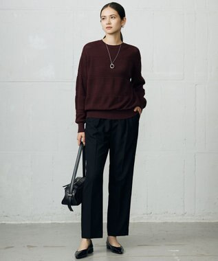 自由区 L ファインコットンウール ニット ボルドー