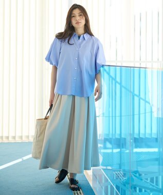 ANY 【接触冷感/UVカット/抗菌防臭/速乾】エニイファンクション パフスリーブブラウス サックス