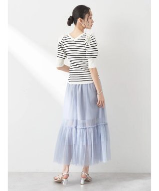 earth music&ecology ティアードチュールスカート Grayish Blue