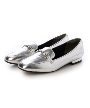 MODE ET JACOMO <noyau>スクエアトゥビット付きヒールローファー シルバー