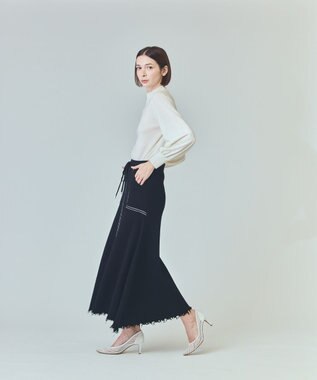 GRACE CONTINENTAL ミラノリブロングスカート ブラック