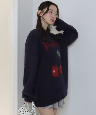 WEGO シャギーグラフィックニットBIGプルオーバー 柄2