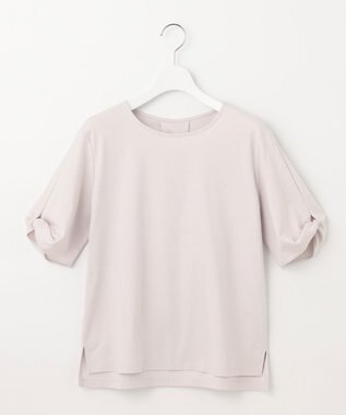 J.PRESS LADIES 【接触冷感・UVケア】コンパクトコットンスムース ツイストスリーブ カットソー ライトグレー系