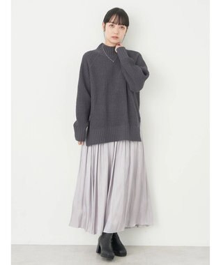 earth music&ecology マットベロアモールチュニック Dark Gray