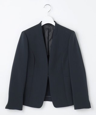 J.PRESS LADIES 【セットアップ対応】セラテリーダブルクロス ノーカラー ジャケット ネイビー系