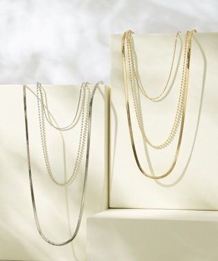 23区 【WEB&一部店舗限定】ミックスチェーン 3連 ネックレス シルバー系