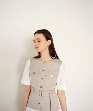 GRACE CONTINENTAL レイヤードコンビワンピース ベージュ