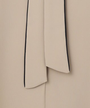 ICB L 【人気のため新色追加・接触冷感・UVケア・洗える】BackSatinAmunzen 5分袖配色ボウタイブラウス クリームブラウン系