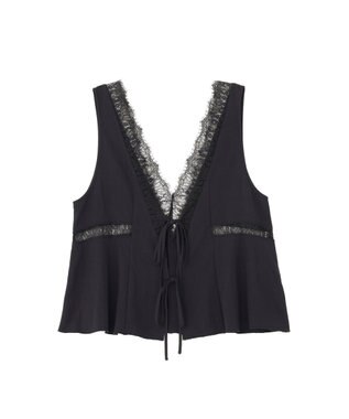 Green Parks ランジェリー風サテンビスチェ Black