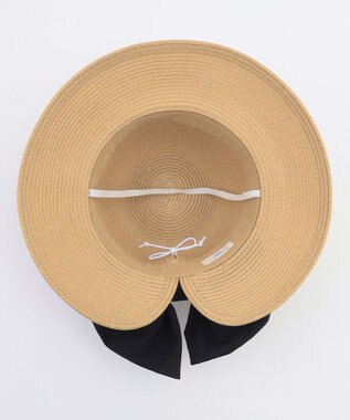 ANY KIDS 【UVカット】【日よけ付き】リボンブレードハット モカ×ブラックリボン