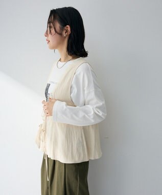 Green Parks ランジェリー風サテンビスチェ Ecru