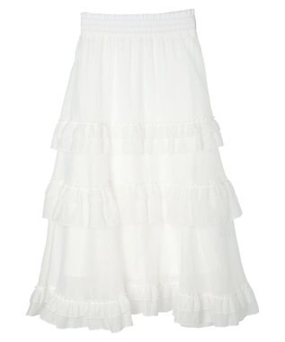 Green Parks ・ＥＬＥＮＣＡＲＥ　ＤＵＥ　シアーフリルティアードスカート Off White