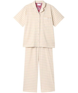 une nana cool 【綿100％】やわらか天竺ボーダー半袖パジャマ MADE WITH LIBERTY FABRIC BE