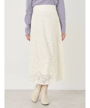 earth music&ecology モールレーススカート Ivory