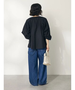 CRAFT STANDARD BOUTIQUE インド綿アイレット刺繍ブラウス Black