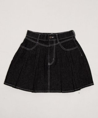 WEGO デニムプリーツミニスカート デニムブラック