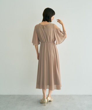 YECCA VECCA レース切替シフォンドレス Beige