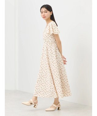 earth music&ecology フロントギャザーフラワーワンピース Beige