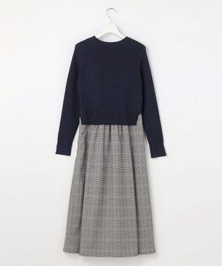 ANY SIS S ドッキングニット ワンピース ネイビー