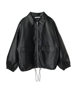 Green Parks ・ＥＬＥＮＣＡＲＥ　ＤＵＥ　合皮ステンカラーブルゾン Black