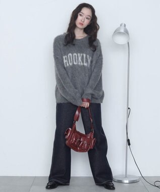 WEGO モヘアタッチBROOKLYNロゴニット グレー