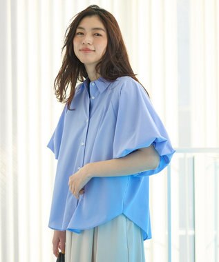 ANY 【接触冷感/UVカット/抗菌防臭/速乾】エニイファンクション パフスリーブブラウス サックス