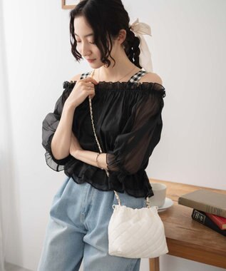 WEGO サイドリボンキルティングショルダー ホワイト