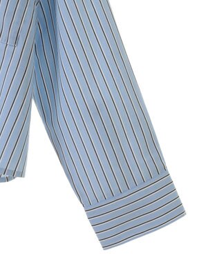 Green Parks イージーケアショート丈ストライプシャツ Off White