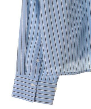 Green Parks イージーケアショート丈ストライプシャツ Off White