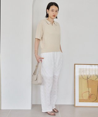 AMERICAN HOLIC ブークレ半袖ニットトップス Navy