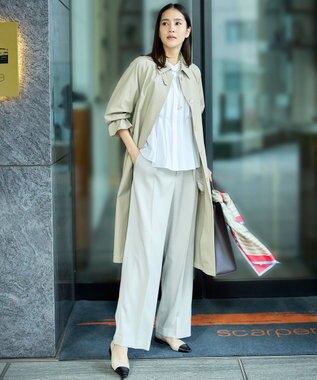 自由区 L 【セットアップ対応】リネンライクシンセティックワイドストレート パンツ フラックス