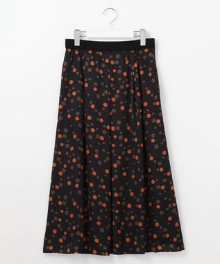 自由区 L マルチポルカドットプリント スカート ブラックベース