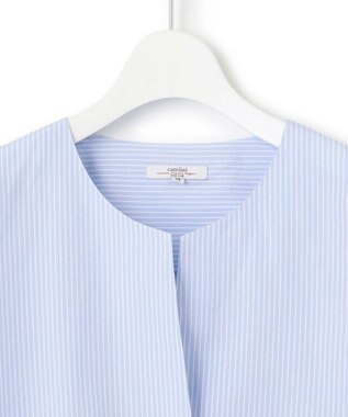 23区 S CANCLINI スキッパーベルト付き ブラウス サックスストライプ