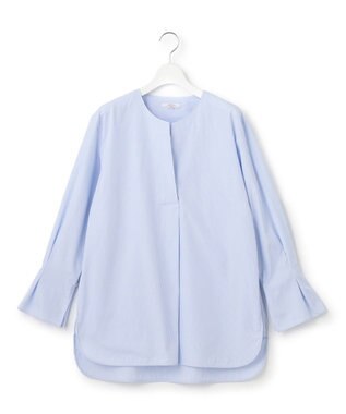 23区 CANCLINI スキッパーベルト付き ブラウス サックスストライプ