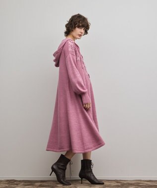 GRACE CONTINENTAL ケミカルレースニットワンピース ピンク