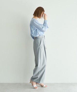 YECCA VECCA ギャザーブラウス Light Blue