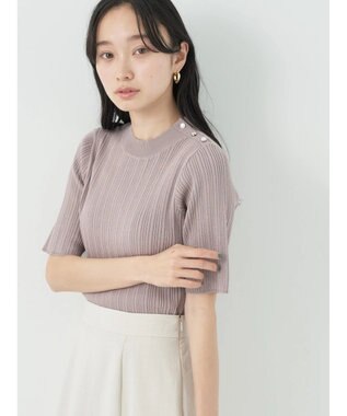 earth music&ecology ショルダーボタンリブニットプルオーバー