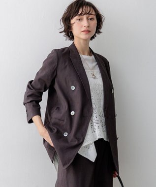 23区 【先行予約】リネンレーヨンストレッチ ダブルジャケット