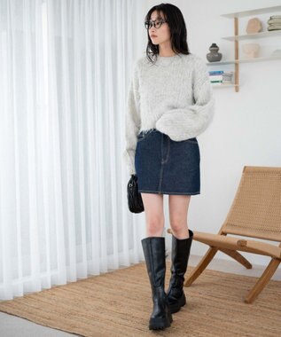 WEGO ブラッシュニットショートプルオーバー ライトグレー